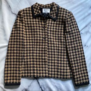 Vintage Tan and Black Checkered Blazer